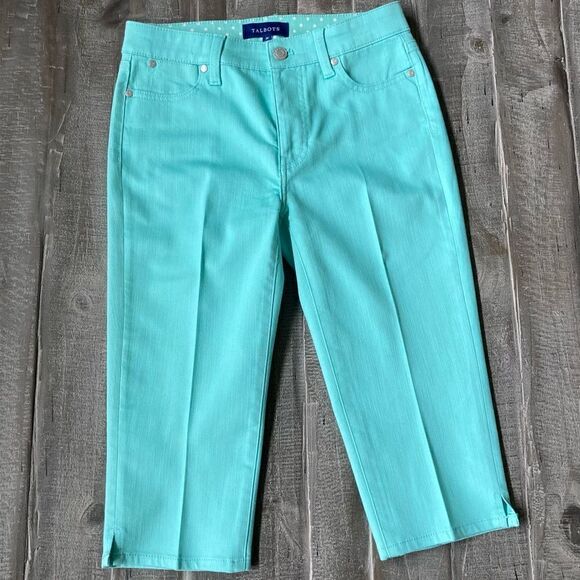 Talbots Bermuda Blue Turquoise Capri Pants Shorts 2P - Picture 1 of 4